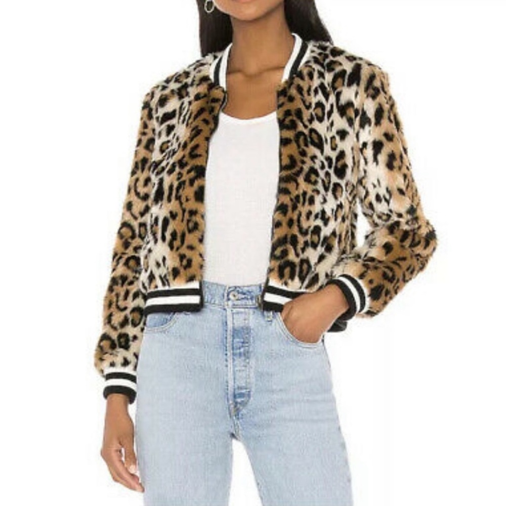 NWT! Jack by BB DAKOTA Clever Girl Leopard Print Faux Fur Bomber Jacket - M